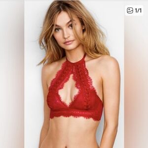 Victoria's Secret Lacey Corset High Neck Collar Halter Bralette
